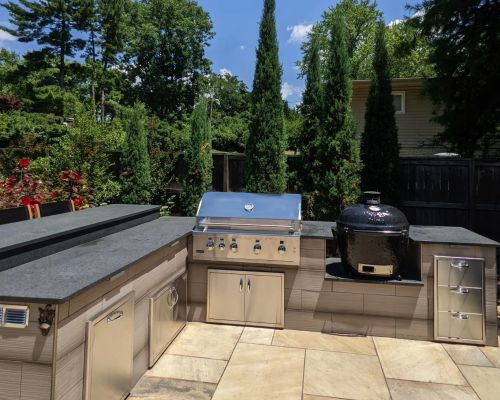 outdoor kitchen and grill techo bloc by Quiet Village
